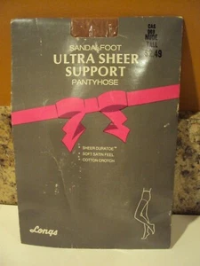 VINTAGE ULTRA SHEER SUPPORT PANTYHOSE USA NUDE TALL SHEER DURATOE CLINTON SC - Picture 1 of 4