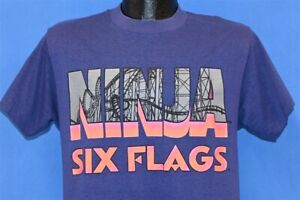 vintage 80s NINJA ROLLER COASTER SIX FLAGS MAGIC MOUNTAIN PARK t-shirt MEDIUM M