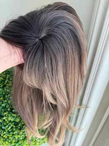 Tillstyle dark brown rooted hair toppers with bangs - Picture 1 of 5