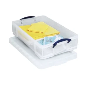 Really Useful Boxes 33 Litre Under bed, 186 CD's, 44 DVD's Clear Storage Box NEW - Picture 1 of 1