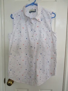 MAGELLAN OUTDOORS HAPPY CAMPER STAR SLEEVELESS BLOUSE SIZE LARGE - Picture 1 of 7
