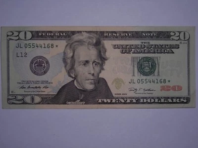  $ 20.00 DOLLAR 2009 STAR NOTE ONE TWENTY DOLLAR BILL , RARE FEDERAL RESERVE   - Image 1 of 4