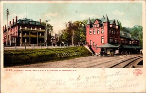 Postal Fouquet House D. & H. R. R. Station Plattsburg NY Detroit Publishing - Imagen 1 de 2