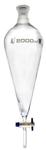 Eisco Labs 2000ml Pear Shape Separatory Funnel, Stopcock - Borosilicate Glass - Picture 1 of 1