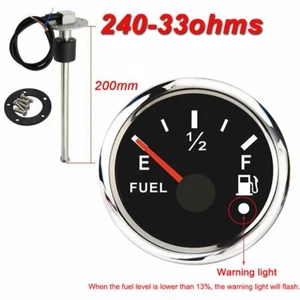 200mm Fuel Level Sender Sensor 240-33 ohm + 52mm Fuel Level Gauge For Car Boat - Bild 1 von 14