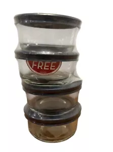 Anchor Hocking 1-Cup Round Glass Food Storage with Plastic Lids Blue Set of 4 - Picture 1 of 8