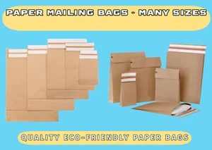 Buste di Carta Eco Marrone Kraft Mailers per Uso Postale 110GSM Qualità Forte - Foto 1 di 5