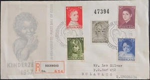 1957 Netherlands Girls Portraits Set B316-20 FDC Registered Roermond - Bulawayo - Picture 1 of 4
