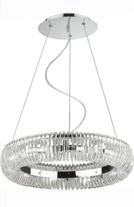 Lampadario moderno cerchio in vetro cristallo acciaio 10 LUCI Quasar Ideal Lux - Foto 1 di 6