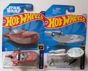 HOT WHEELS SCREEN TIME LOT STAR WARS LANDSPEEDER STAR TREK ENTERPRISE NCC-1701 - Picture 1 of 1