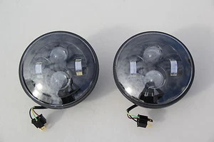 JEEP WRANGLER 97-15 7" ROUND BLACK LED HEADLIGHT KIT PAIR HEADLAMP CJ TJ 2 8700 - Picture 1 of 7