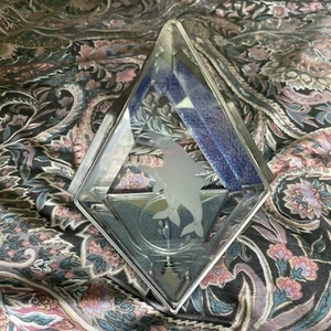 Vintage Dolphin Stained Glass Candle Holder Iridescent Blue Clear Etched Votive - Picture 1 of 24