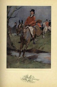 FOX CACCIA CAVALLI CHE SALTANO IL RUSCELLO COLORE ANTICO STAMPA 1909 CACCIA SPORTIVA - Foto 1 di 1