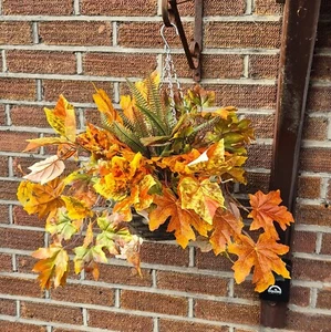 Artificial Flowers Autumn Hanging Basket Plants Garden Floral Rose Ivy Fern - Picture 1 of 15