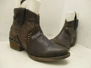 Circle G braun blau Leder Reißverschluss Nieten Stiefeletten Westernstiefel Damengröße 8 Sty 6902 - Bild 1 von 9