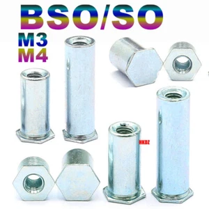 BSO/SO Rivnuts Threaded Nutserts Blind Rivet Nut M3 M4 Carbon Steel Screws Bolts - Picture 1 of 14