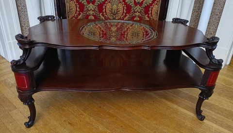 Antique Mahogany Coffee Table, Pair of Matching Antique Side Tables Cover