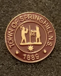 Town Of Springhill Nova Scotia 1889 Mining Canadian Gold Tone Lapel Pin - SP1 - Picture 1 of 3