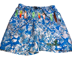 Vintage Gecko Hawaii Men’s Swim Trunks Lined Surf Boards Sz L 36 Waist - Picture 1 of 10