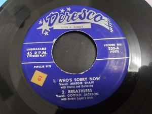Various - VG+ Original 45RPM Deresco 230 Comp EP Record 1958 ROCK & ROLL - Picture 1 of 2
