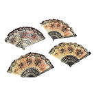 Folding Hand Held Fan Floral Lace Fabric Plastic Spanish Set Of 4