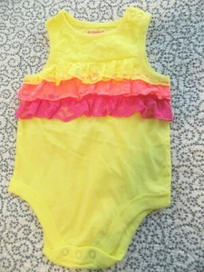 Garanimals Yellow Romper with Yellow/Pink/Coral Lace Ruffles ~ Size 6-9 Months - Picture 1 of 1