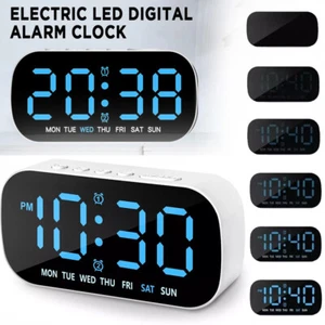 Digital LED Desk Alarm Clock LED Large Display Time Temperature Battery Snooze - Picture 1 of 12