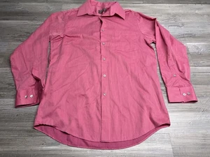 Geoffrey Beene Men's Pink Dress Shirt Long Sleeve Solid Textured Size 15.5 32/33 - Picture 1 of 6