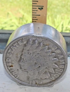 Vintage Aluminum Indian Head 1 Cent Coin Penny Paper Weight 1 Pound - Picture 1 of 4
