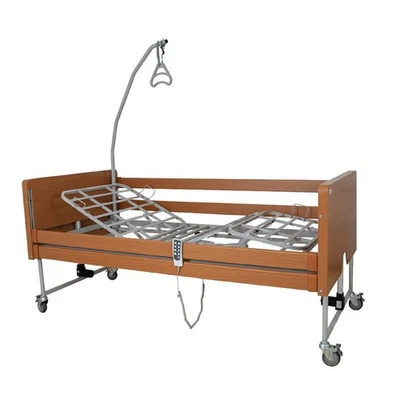 LETTO ELETTRICO IN LEGNO RICONDIZIONATO CON SPONDE E ALZAMALAT DISABILI ANZIANI - Immagine 1 di 2