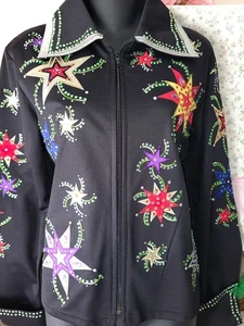 WESTERN PLEASURE SHOW SHIRT JACKET HORSEMANSHIP SHOWMANSHIP HORSE HOBBY M/L - Picture 1 of 7
