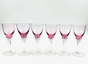 Wistaria Pink Cordials Six Glasses Hand Blown Glass Stems by Tiffin Franciscan - Picture 1 of 8