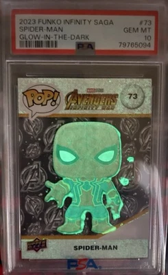 PSA 10 2023 Upper Deck Funko Infinity Saga #73 SPIDER-MAN Glow in Dark SSP POP 3 - Image 1 of 4