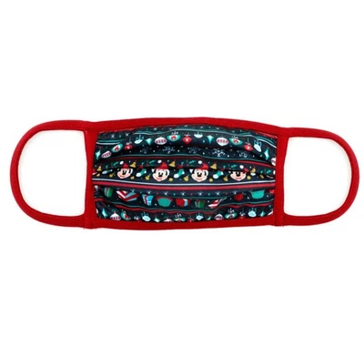 Disney Face Mask Adult XL Minnie Mouse Christmas Ornaments Presents Snowflakes - Image 1 of 3