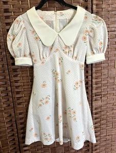 Vintage 60's 70's Girls Mod Cottagecore Flower Power Dress Talon Zippers - Picture 1 of 11
