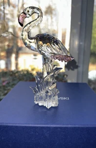 Estatuilla de cristal flamenco rosa Swarovski 289733 6" cajas de bellezas emplumadas - Imagen 1 de 16