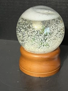 Vintage LL Bean 5” Snow Globe Wood Base Chickadee Pine Tree - Picture 1 of 5