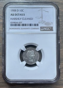 1908 D Barber Dime 10c NGC AU Details - Bild 1 von 3