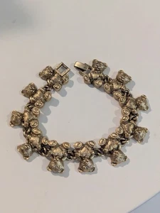 Vintage Teddy Bear Charm Bracelet Gold Tone Kirks Folly Style? Bears With Hearts - Picture 1 of 18