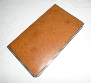 Vintage 1950's Tan Leather Cigarette Case with Hallmarked Silver Mount - Picture 1 of 12