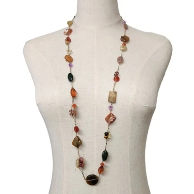 Collar Largo Lia Sophia Maggie Piedras Naturales en Tono Dorado Cadena Colorido *NUEVO EN CAJA* Foto 1 de 4