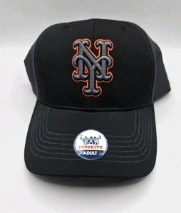 New York Mets Adulto Logo Negro Gorra Ajustable Fan Favorito Nuevo con Etiquetas OSFA - Imagen 1 de 10