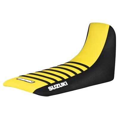 Cubierta de asiento Suzuki DR 650 S 1992-1995 NEGRO/AMARILLO BRILLANTE/NEGRO pinza logotipo #444 Foto 1 de 4