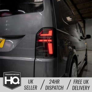VW T6 Sequential LED Rear Lights (T6.1 Style) TAILGATE Black Smoke - FACTORY HAL - Picture 1 of 5