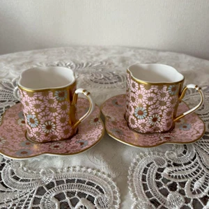 Wedgwood Harlequin Scallop Daisy Demitasse Cup & Saucer Set of 2 No Box MINT - Picture 1 of 8