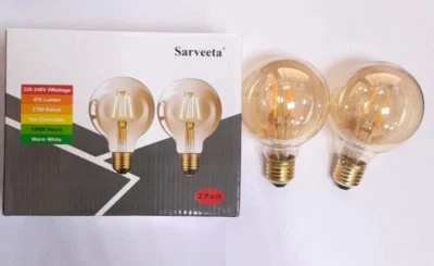 2x 4W LED Filament G80 Decor Globe Light Bulb ES E27 2700K Lamp - Image 1 of 2