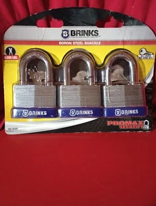 3 Pack* BRINKS *Boron Steel Shackle* PADLOCKS *W/ 1-3/16"* FAST FREE SHIPPING!! - Picture 1 of 2