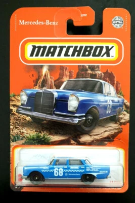 Matchbox Mainline Die-cast '62 Mercedes-Benz 220 SE Blue Car, Bilstein Long Card - Image 1 of 4