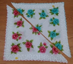 Vintage Menge 2 Taschentücher Taschentücher - Hergestellt in Japan - Groß 16" - RN13962 Neu - Bild 1 von 6