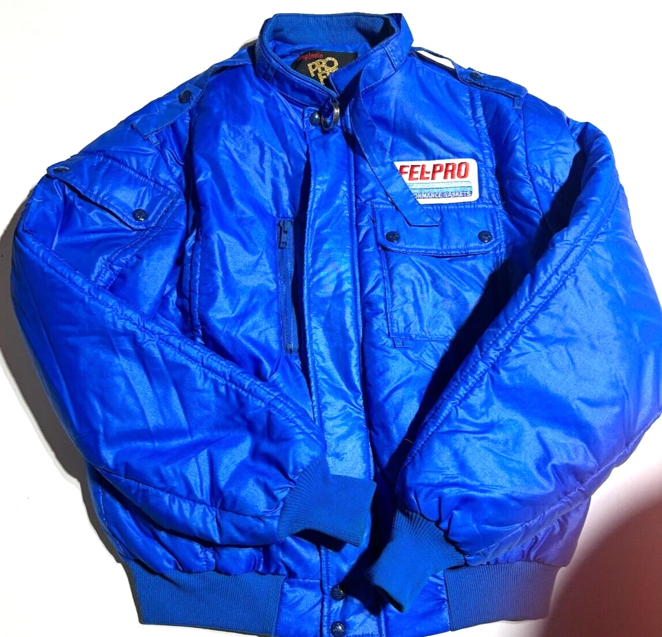 1980's King Louie Pro Fit Fel-Pro Performance Gaskets VTG Blue Nylon Jacket-NEW - Image 1 of 4